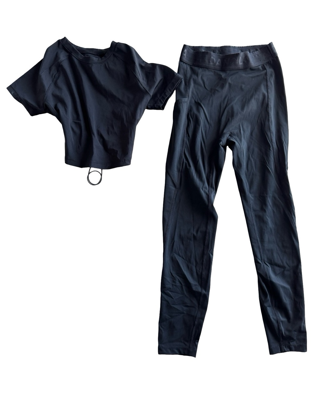 Adanola Black Performance Crewneck Crop Top & Leggings XS